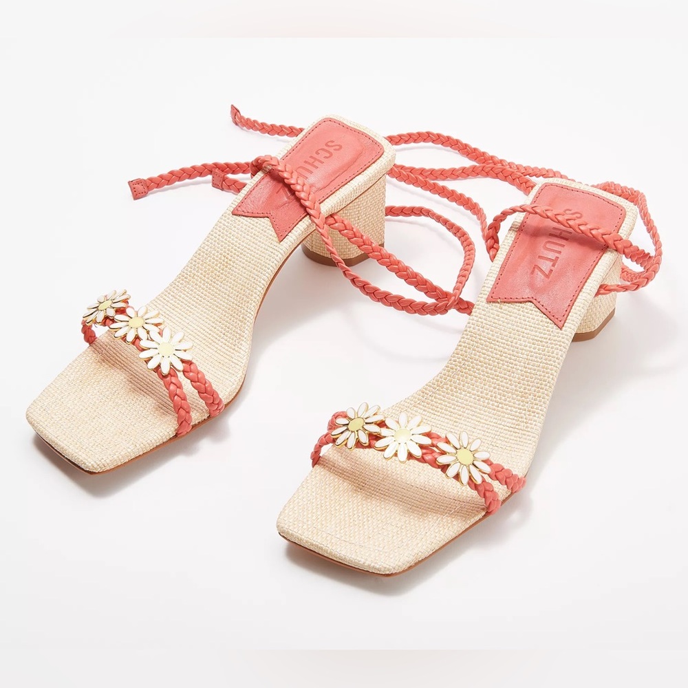 Schutz Hina Heels Sandals in Coral